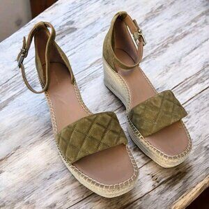 NEW Nordstrom Carmen Espadrille Platform Wedge Sandal Dark Green Size 12